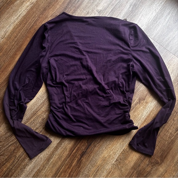 Eclipse Purple Ballet Wrap Top Long Sleeve Ruched Y2K Bralette Style Size M - Picture 4 of 6